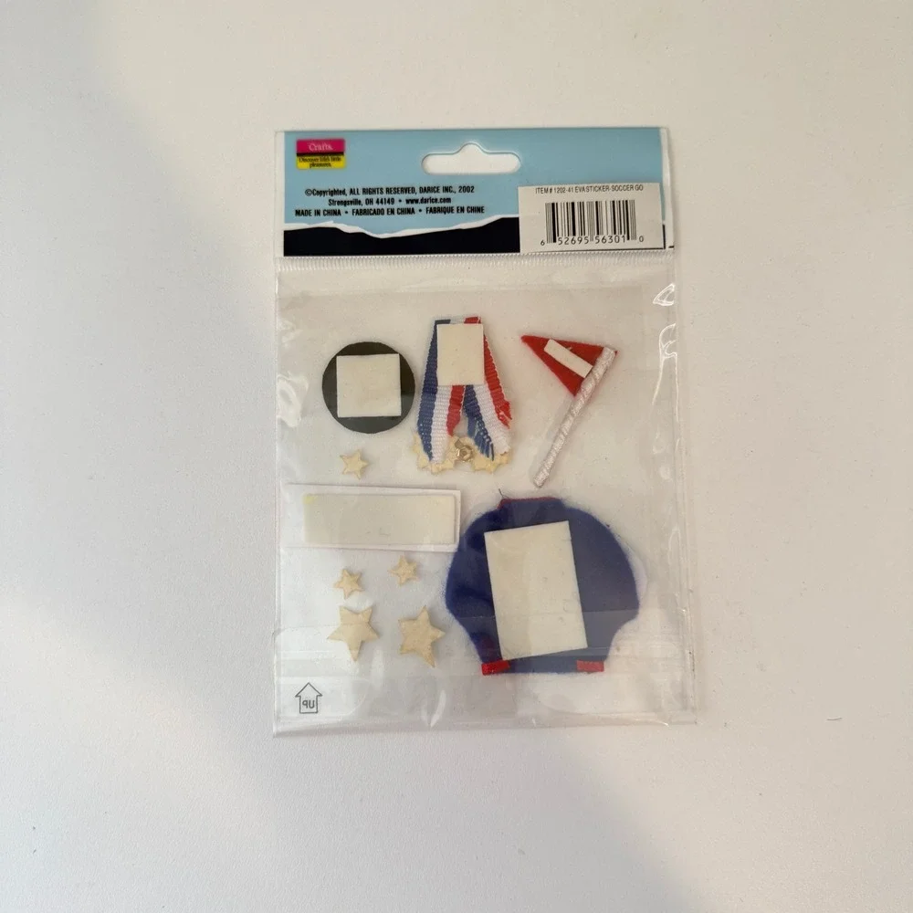 Darice Finishing Accents Soccer 3D Stickers 1202-41 Varsity Jacket Stars New